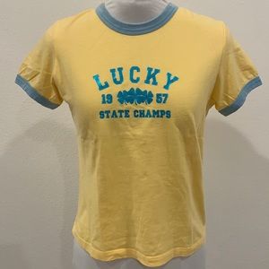 Lucky Brand yellow t shirt never worn NWOT size L